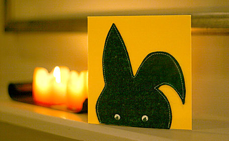 happy easter cards to colour. Felt Easter Bunny gift card by