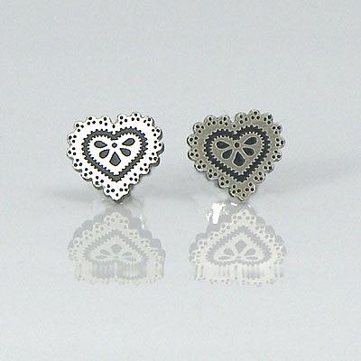 Heart Studs - Black & Brushed Nickel by a skulk of foxes