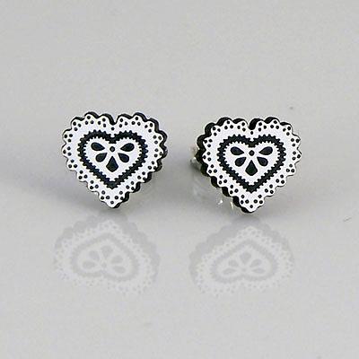Heart Studs - White & Black by a skulk of foxes