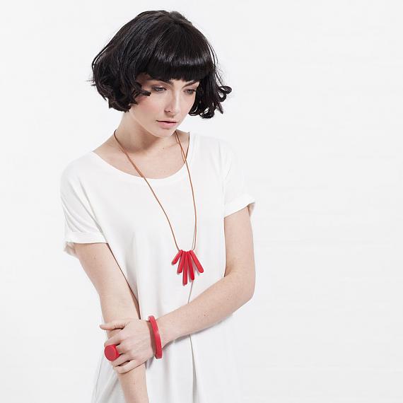 Bloom Necklace - Red Resin - handmade in Melbourne by mooku