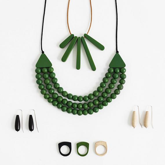 Matilda Necklace - Emerald Green Resin - handmade in Melbourne by mooku