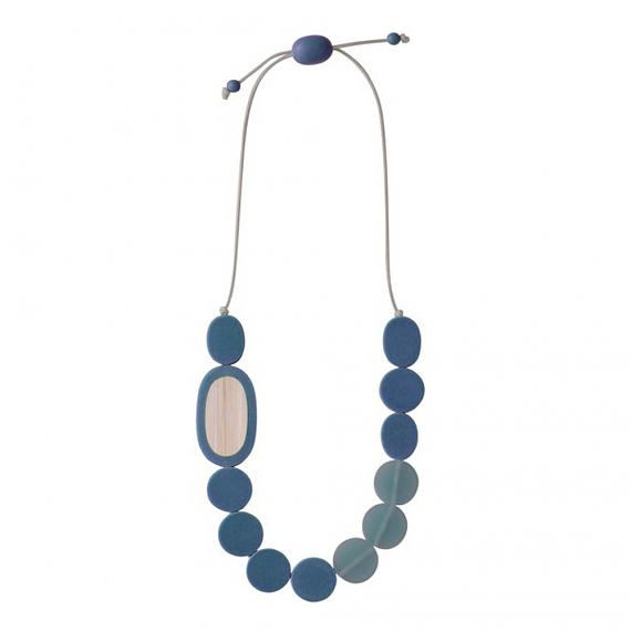 Resin Pebble Necklace - Steel Blue | Bamboo, designed in Melbourne by mooku