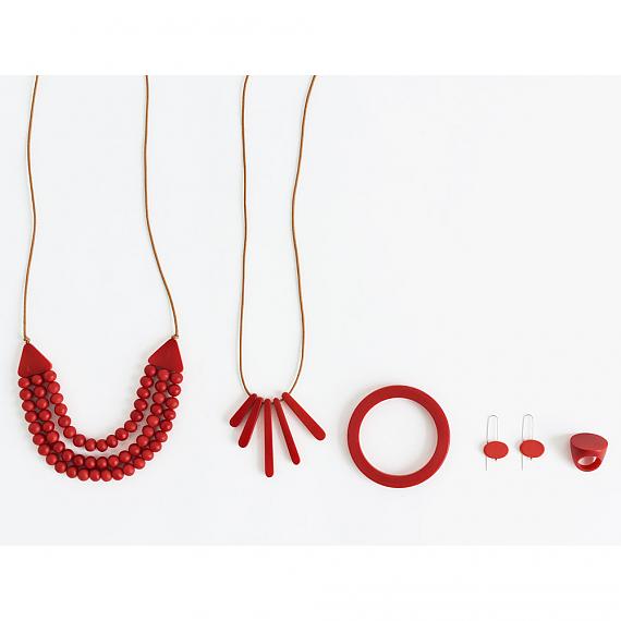 mooku jewellery designs in red resin - handmade in Melbourne by mooku