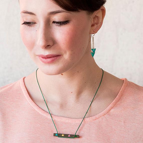 Triangle Wood Enamel Necklace by Love Hate