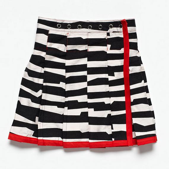 The Airline Skirt - Black and White Graphic Stripe by Knuffle Kid