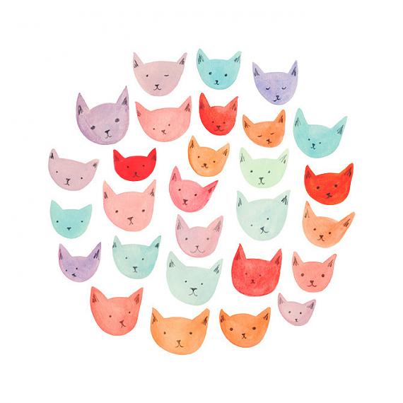 Cats A4 Print by Amy Borrell