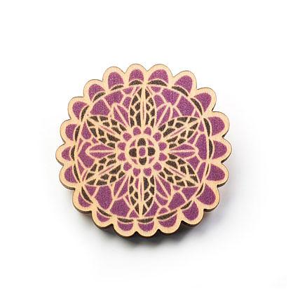 Doily Wooden Brooch - Plum by Polli