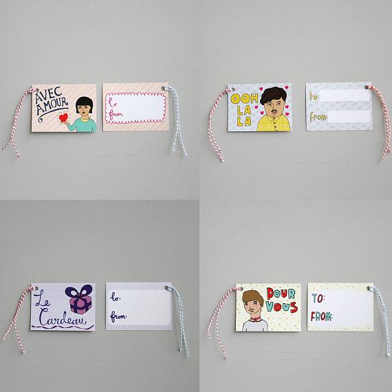 French Set of 8 Gift Tags - made in Melbourne by able and game