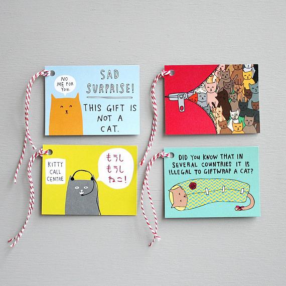 Kitty Cat Set of 8 Gift Tags - handmade in Melbourne by Able & Game
