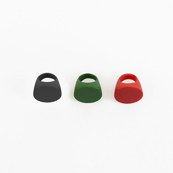Resin Round Ring - Emerald Green, Black and Bright Red designed and made in Australia by mooku