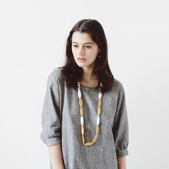 Sea Tangle Necklace - Mustard | White, designed in Melbourne by mooku