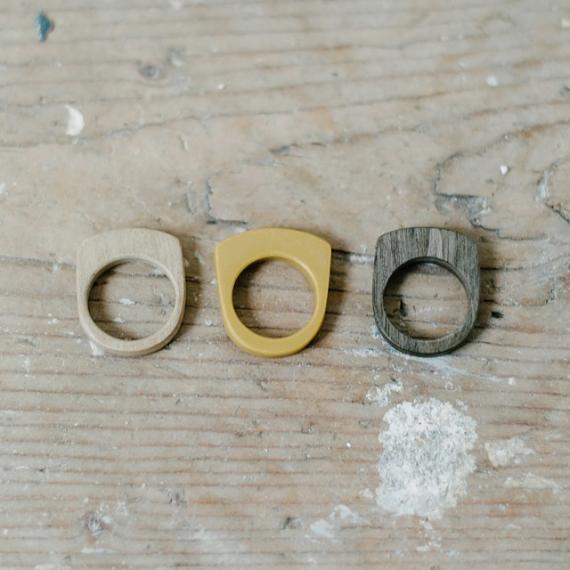 Stacking resin and wood rings designed and handmade in Australia by mooku