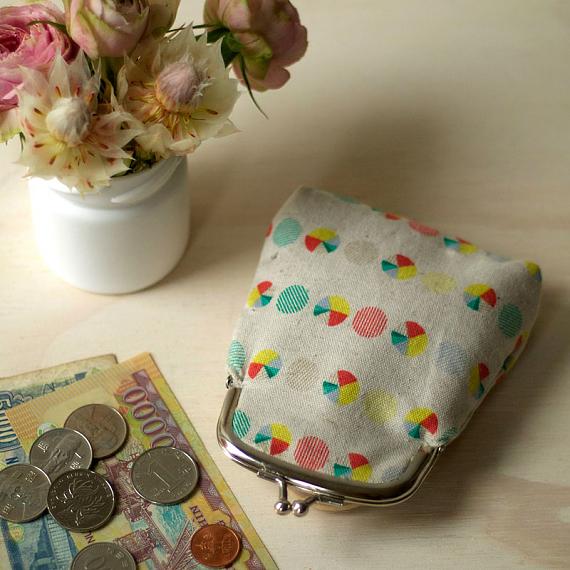 Linen Coin Purse Pie Print by Love Hate