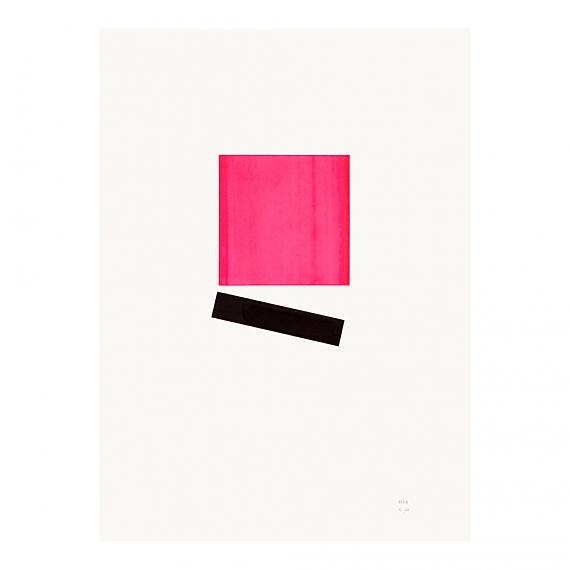 Pink Square Neon Geometric Limited Edition Screen Print on Paper handmade in Australia by me and amber