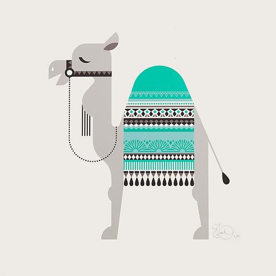 Sleepy Giants - Camel Limited Edition Screen Print designed and handmade by Ella Leach Designs