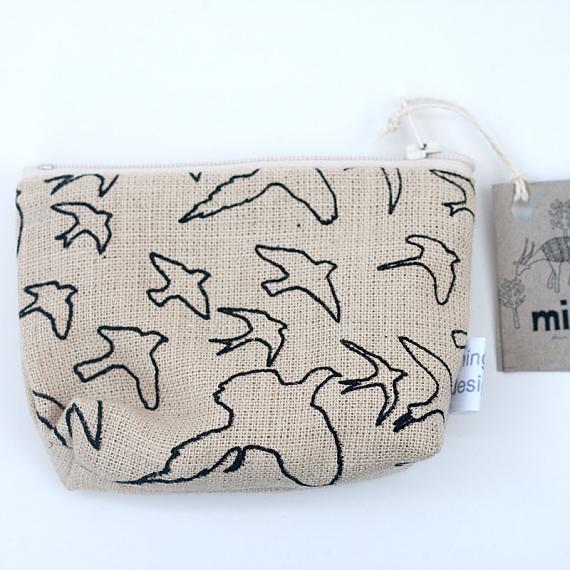 The Birds Standing Purse - Black on Natural by Mingus