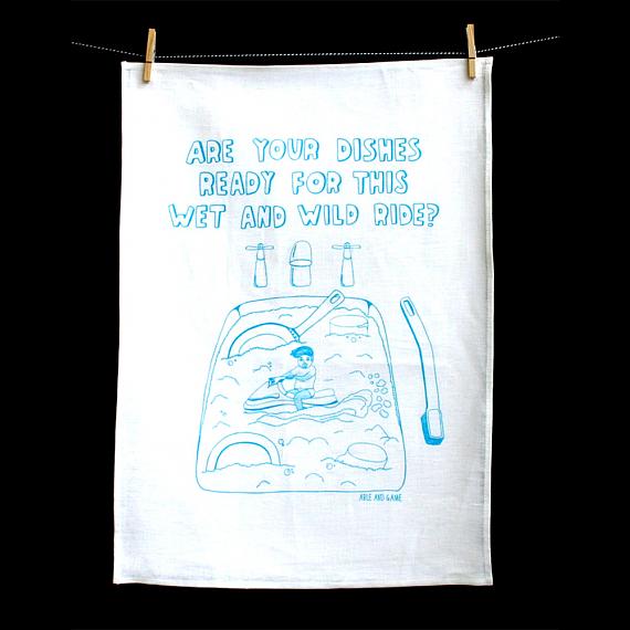 Tea Towel - Wet and Wild Ride - handmade in Melbourne by Able & Game