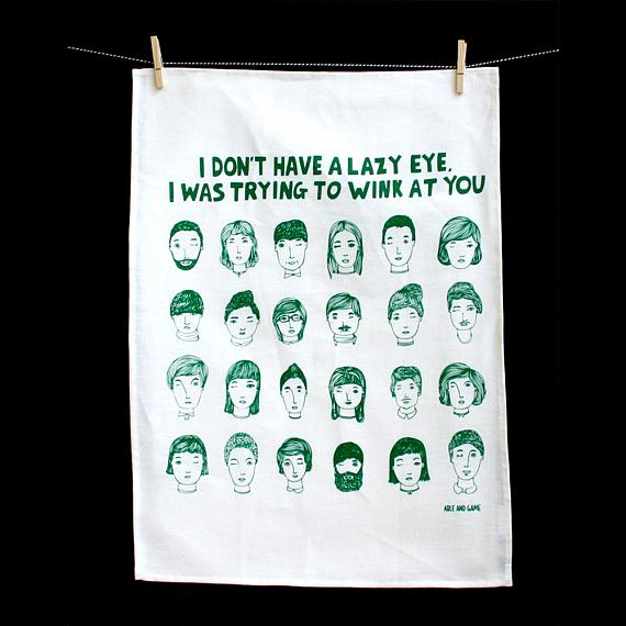 Tea Towel - Trying to Wink - handmade in Melbourne by Able & Game